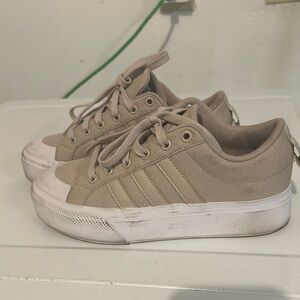 adidas Tan Sneakers with Suede Finish and White Rubber Sole